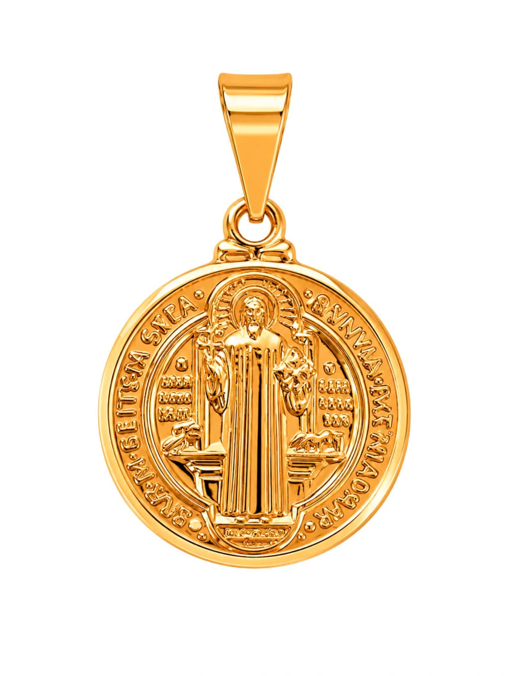 Pingente Medalha de São Bento no Dourado